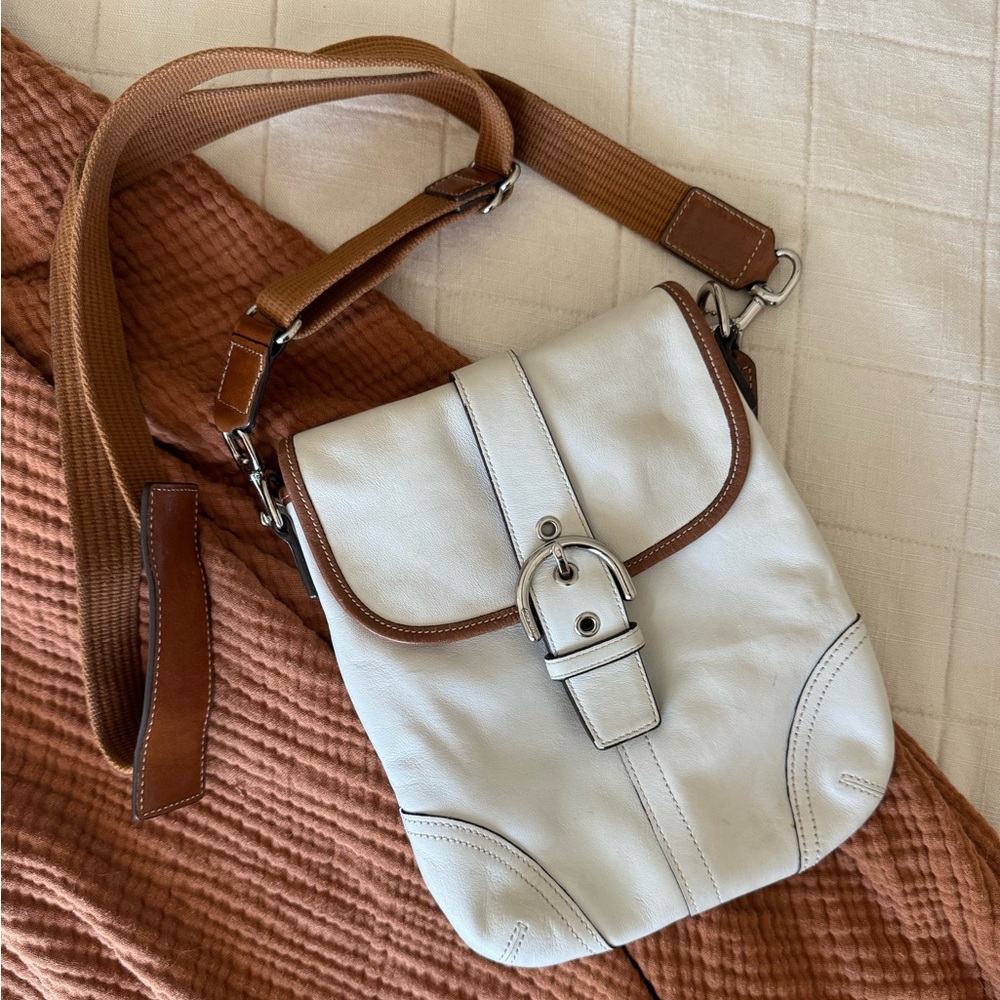Coach White Leather Kitt Crossbody Purse